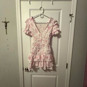Floral Pink Ruffle Kids Dress